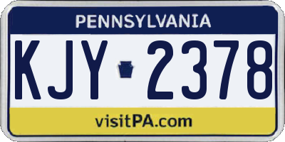 PA license plate KJY2378