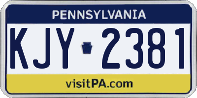 PA license plate KJY2381