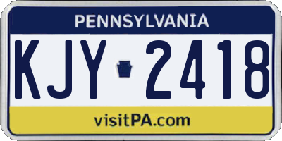 PA license plate KJY2418