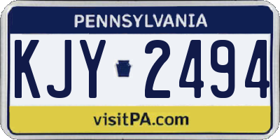 PA license plate KJY2494