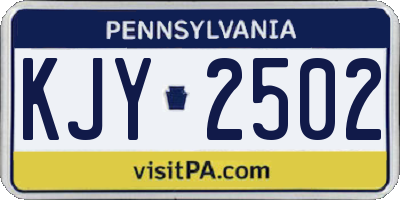 PA license plate KJY2502