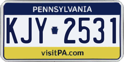 PA license plate KJY2531