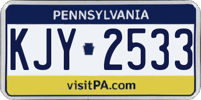 PA license plate KJY2533