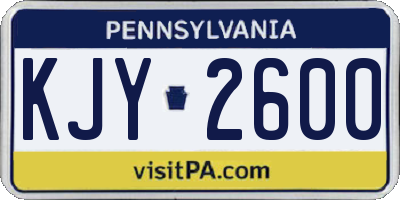 PA license plate KJY2600