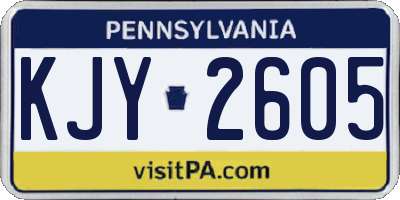 PA license plate KJY2605