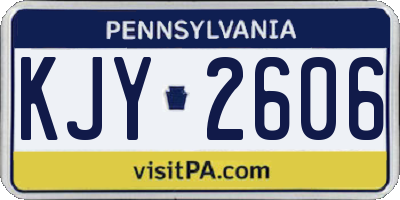PA license plate KJY2606