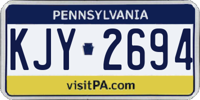 PA license plate KJY2694