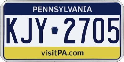 PA license plate KJY2705