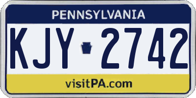 PA license plate KJY2742