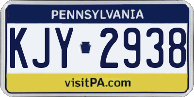 PA license plate KJY2938