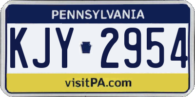 PA license plate KJY2954