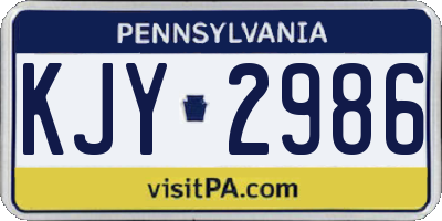 PA license plate KJY2986