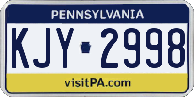 PA license plate KJY2998
