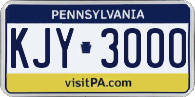 PA license plate KJY3000