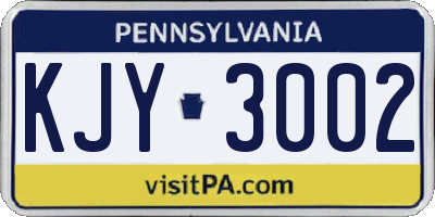 PA license plate KJY3002