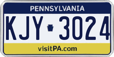 PA license plate KJY3024