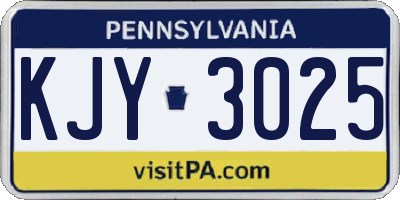 PA license plate KJY3025
