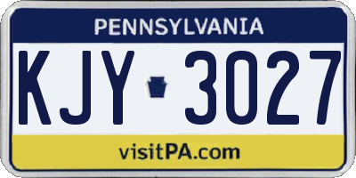 PA license plate KJY3027