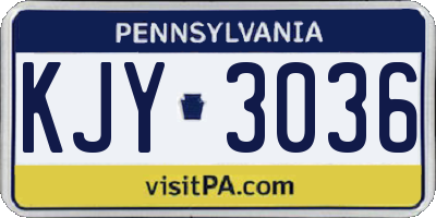 PA license plate KJY3036