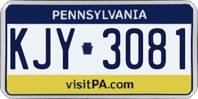 PA license plate KJY3081