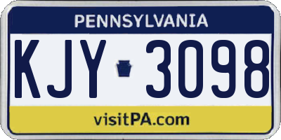 PA license plate KJY3098