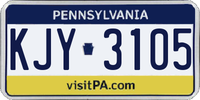 PA license plate KJY3105