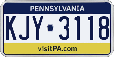 PA license plate KJY3118