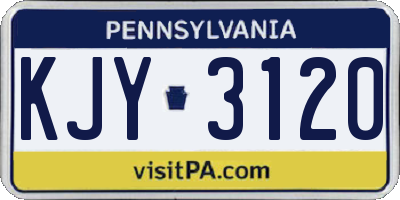 PA license plate KJY3120