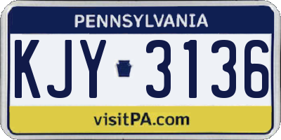 PA license plate KJY3136