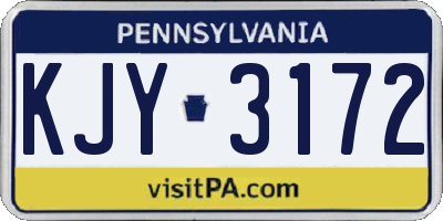 PA license plate KJY3172
