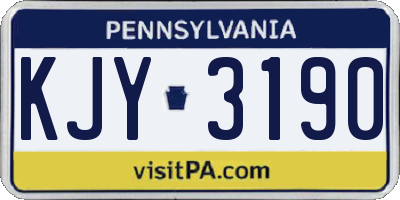 PA license plate KJY3190