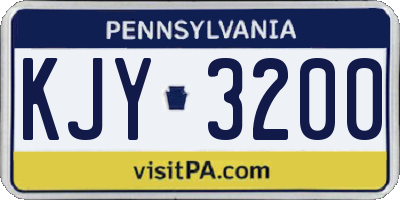 PA license plate KJY3200
