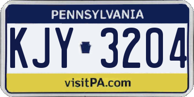 PA license plate KJY3204