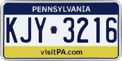 PA license plate KJY3216