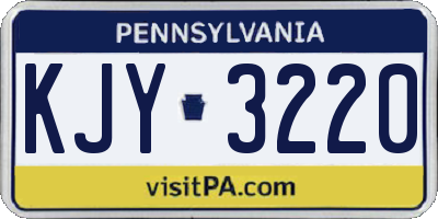 PA license plate KJY3220