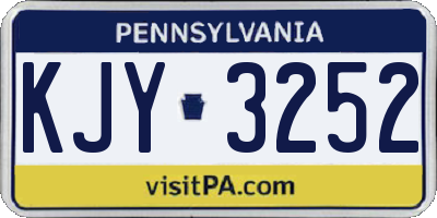 PA license plate KJY3252
