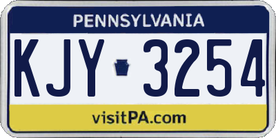 PA license plate KJY3254