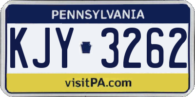 PA license plate KJY3262