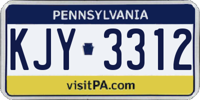 PA license plate KJY3312