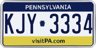 PA license plate KJY3334