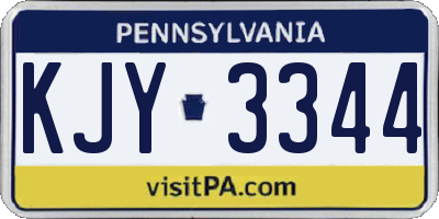 PA license plate KJY3344