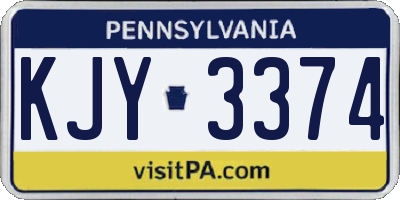 PA license plate KJY3374
