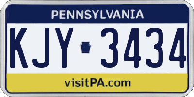 PA license plate KJY3434
