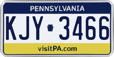 PA license plate KJY3466
