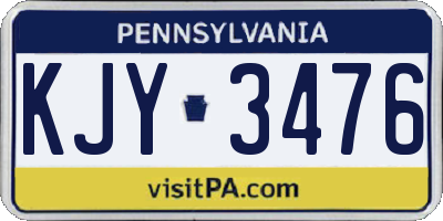 PA license plate KJY3476