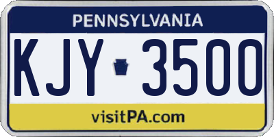 PA license plate KJY3500
