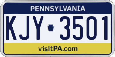 PA license plate KJY3501
