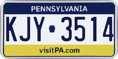 PA license plate KJY3514