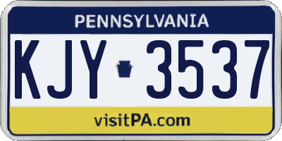 PA license plate KJY3537