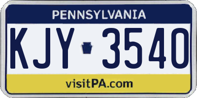 PA license plate KJY3540